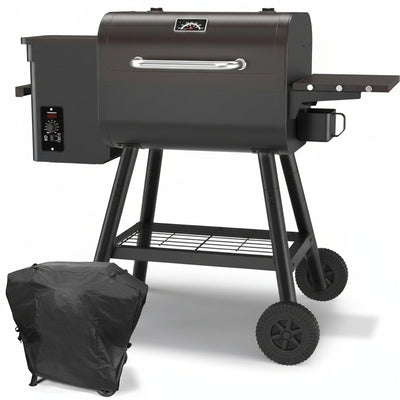467 Sq.In Wood Pellet Grill & Smoker, Bronze Black BBQ Grill with Cover