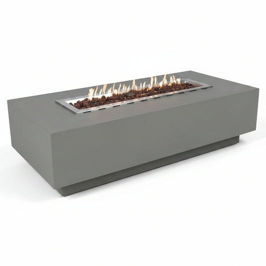 Cast Concrete Fire Table Designed for Natural Gas, 45,000 BTU Output, 60x27 Surface, CSA Certified