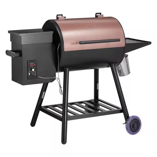 Wood Pellet Grill and Smoker, 8 in 1 BBQ Grills for Outdoor Cooking, 456 Sq. In. Cook Area Electric Grill in Black